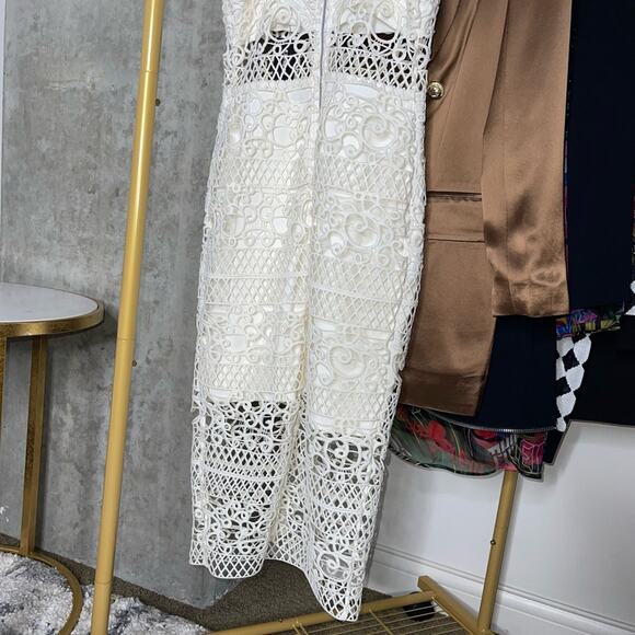 Express Rare Ivory Crocheted Lace Midi Dress - Picture 14 of 15